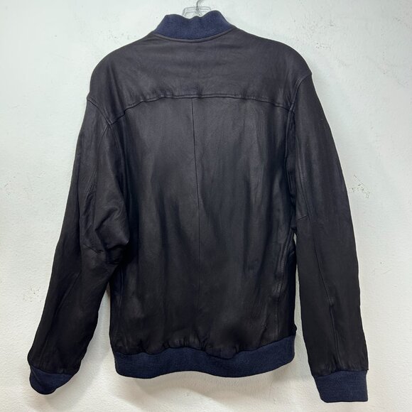 Saks Fifth Ave mens baseball coat blue large vtg Suede Western Jacket bomber - Picture 9 of 14
